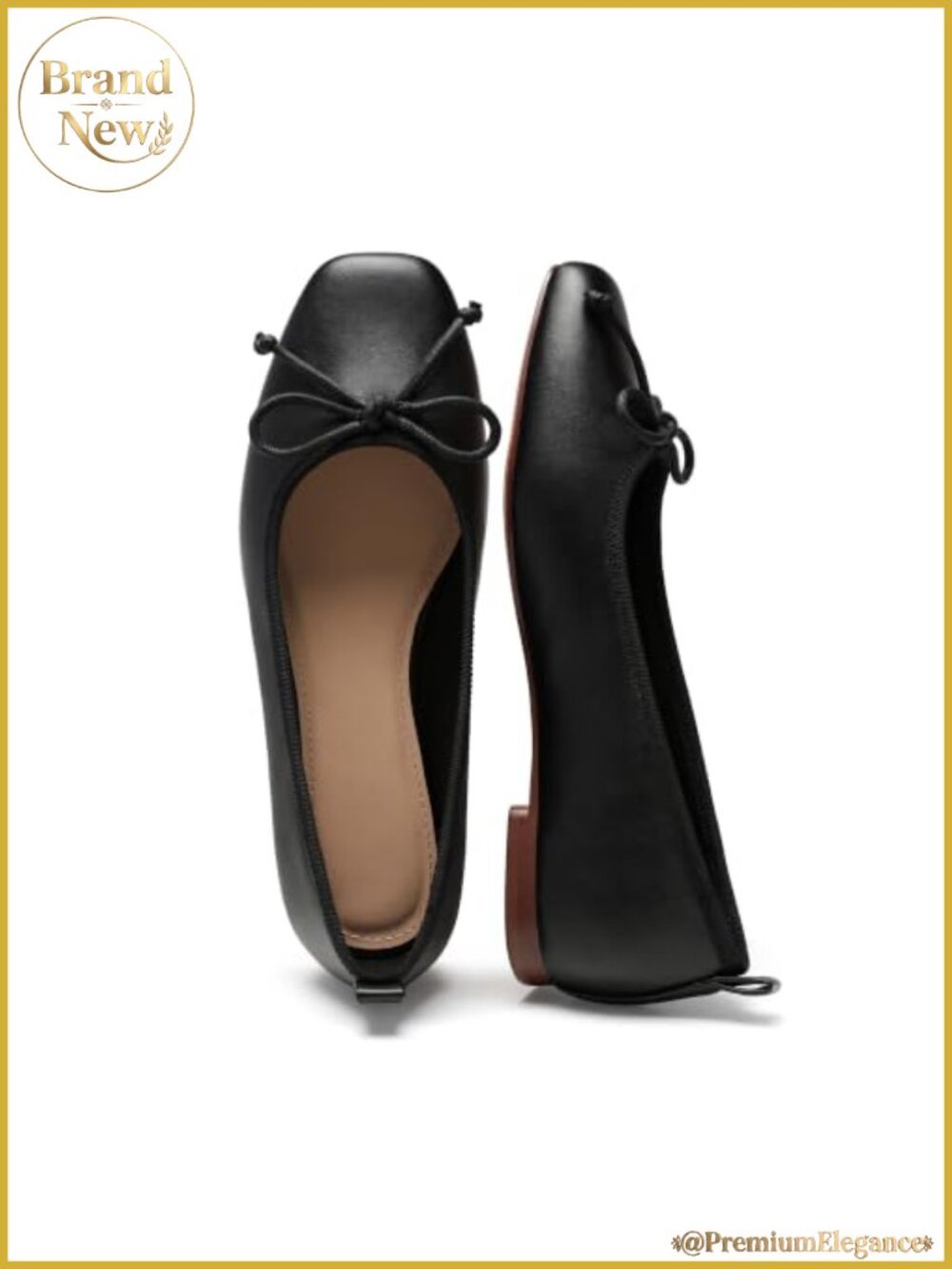Women's Ballet Flats Closed Toe Slip On Ballerina Shoes with Bow Non-Slip PU